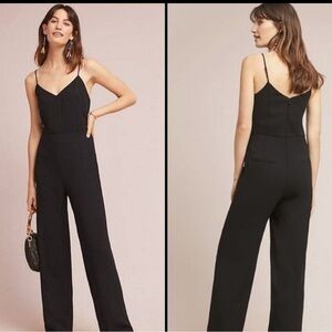 Anthropologie Black Jumpsuit with Spaghetti Straps and Wide-Leg Design